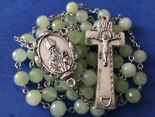 Custom Light Jade Irish Penal St Patrick Rosary 8mm Saint Handmade  picture