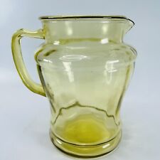 Anchor Hocking Optic Yellow Depression Glass Pillar Pitcher Ice Water VTG Amber picture