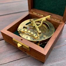 Nautical Solid Brass Sundial Compass With Box picture