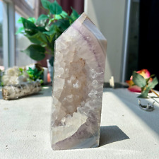 960g Natural Druzy Agate Tower Point  Quartz Crystal Healing Display 2th picture