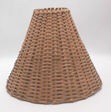 VTG Woven Wicker Lampshade Painted Beige 12