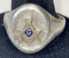 835 Silver Masonic Ring Vintage Size 11 picture