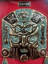 Lord Of Sipan Peru Mask Framed With Copper And Peruvian Opal picture