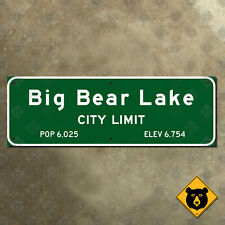 Big Bear Lake California city limit welcome highway road sign 1959 21x7 picture
