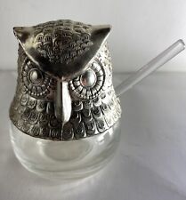 Vintage Avon Silver Owl Fancy Sugar Bowl Lid & Spoon 4” picture