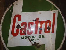 VINTAGE ORIGINAL PORCELAIN ENAMEL SIGN CASTROL MOTOR OIL DOUBLE SIDED  24 INCH picture