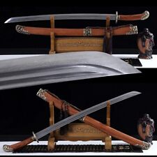 Handmade Yanling Dao Waist Knife Quality Damascus Folded Steel Sharp Sword 雁翎刀 picture