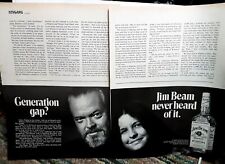 1971 Jim Beam Whiskey Orson Welles and Daughter Original Print Ad vintage picture