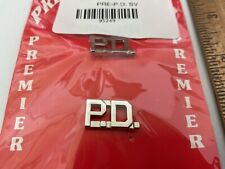 Premier Emblem Police P.D. Silver collar pins 2 pieces 3/8” inch x 3/4” long picture