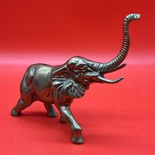 Lead Vtg Happy Elephant Figurine Trunk Up Statuette picture