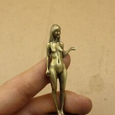 Pure Brass Lady Girl Statue Figurine Beauty Tea Pet Ornament Antique Miniature picture