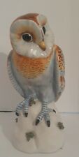 Vintage Mottahedeh Owl Blue White Brown Italy Hand Painted Figurine 7 1/2” picture