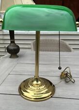 Vintage Bankers Desk Lamp Classic Emerald Green Glass Shade Mid Century Styled picture