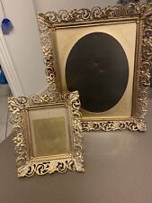 2 VINTAGE MCM VICTORIAN FLORAL FILIGREE 8x10 & 4x5” PICTURE FRAME PHOTO HOLDERS picture