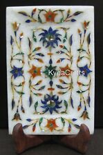 6x4 Inches White Marble Serving Tray Marquetry Art Business Gift Tray for Hotel picture