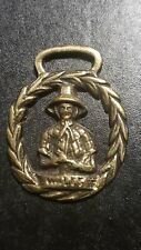 Vintage Brass Horse Saddle WALES Man Medallion  picture