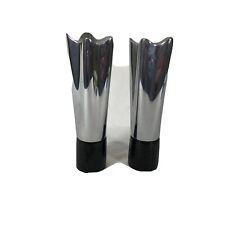 MCM Nambe Candlesticks  Black Granite base with Silver Alloy - 