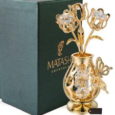 Matashi 24K Gold Plated Crystal Studded Flower Ornament w/ Decorative Butterfly picture