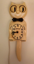 Vintage 1960's Working Electric Kit Kat Klock Wall Clock Cream Color picture