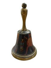 Vintage Brass Bell Enamel African Tribal, visitors, Wedding, Dinner Bell picture