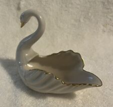 Vintage Lenox USA Porcelain Swan Figurine Trinket Dish 24K Gold Trim 3.7
