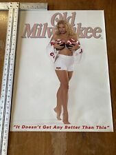 VINTAGE 2001 Old Milwaukee Beer Sexy Football Girl Poster NOS Summer Posey picture