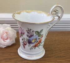 Antique Swan Handle Teacup with Dresden Flowers by Schlesische of Germany c1891 picture