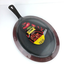 Lodge Logic Cast Iron Oval 10 x 7 Griddle Skillet with Wooden Holder Made In USA picture
