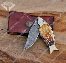 Unique Handmade Damascus Folding Pocket Knife Personalized Gift for Any Occasion picture