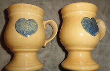 SET OF TWO PFALTZ GRAFT GOBLET MUGS YELLOW WITH BLUE HEART ON EACH EUC* picture