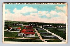 Randolph Field TX-Texas, Aerial View Hangars & Barracks, Vintage Postcard picture
