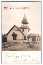 c1905 View Of M.E. Church Dirt Rock Lewis New York NY RPPC Photo Posted Postcard picture