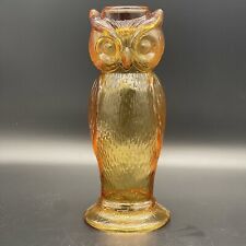 MCM Vintage Kanawha Large Amber Glass Owl Pedestal Candle Holder picture