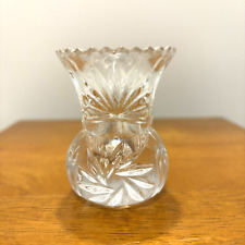 Vintage Lead Crystal Toothpick Holder Clear Glass Pineapple Cut Made in WGermany picture