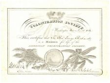 American Colonization Society Certificate dated 1862 - Stock Certificate - Ameri picture