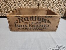 Vintage Wooden Crate Box Stamped JL Prescott Jet Black Radium Enamel (1905-1930) picture
