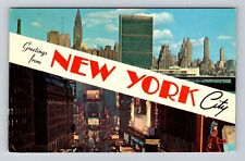 New York City NY-General Aerial Banner Greetings, Antique, Vintage Postcard picture
