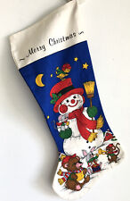 Vintage Christmas Stocking Handmade Snowman 19.5
