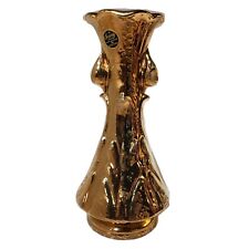 Vintage Savoy Weeping Gold Vase Fine China 24K Hand Decorated Art Deco 12” USA picture