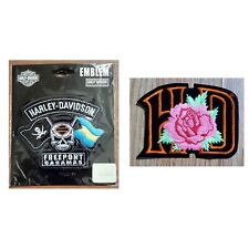 Harley Davidson Lot Of 2 Sew On Patches Nassau Bahamas Skull & Flags & HD-Rose picture