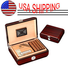 30-35Ct Cigar Humidor Case Cedar Wood Storage Tobacco Box Humidifier Hygrometer picture