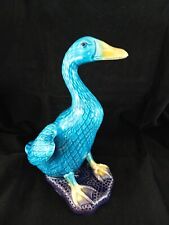 Antique Turquoise Blue Porcelain Chinese Duck Goose Statue Rare Figurine picture