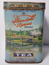 Vtg 1940s FERNDELL REMUS TEA JAPAN GRAPHIC ADVERTISING TIN SPRAGUE WARNER & CO  picture