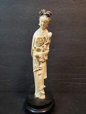 Vintage Carved Asian Woman Figure Figurine Chinese Japanese?  Flowers picture