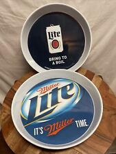 2 Miller  Lite Beer Round Plastic Crawfish Serving Tray 13” picture