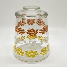 Bartlett Collins Glass Cookie Jar With Orange & Yellow Marigolds w/ Lid MCM picture