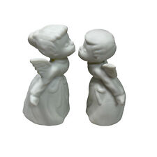 Vintage White Kissing Angels Figurines Japan Bisque Porcelain 3.5