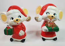  Christmas Mouse Mice Set Of 2 Handmade Painted or RB from Japan Vintage Gifts picture