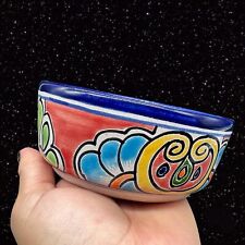 Liceagui Pottery Signed Hand Painted Bowl Tonala Talavera Bowl Pottery 2” T 5” W picture