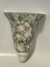 Formalities Wall Pocket Vase White Rose Chintz Baum Brothers Porcelain EUC picture